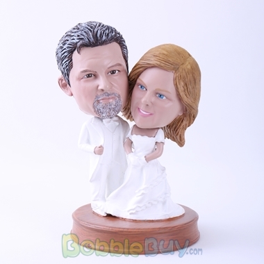 Picture of Bride and Groom in Pure White Bobblehead