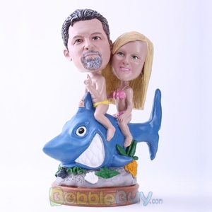 Picture of Couple Riding A Shark Bobblehead