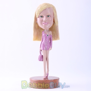 Picture of Fashion Girl with Tote Bag Bobblehead