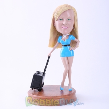 Picture of Flight Attendant in Blue Uniform Bobblehead