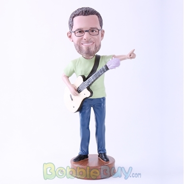 Picture of Man Happily Playing Guitar Bobblehead