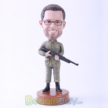 Picture of Man Holding Rifle Bobblehead