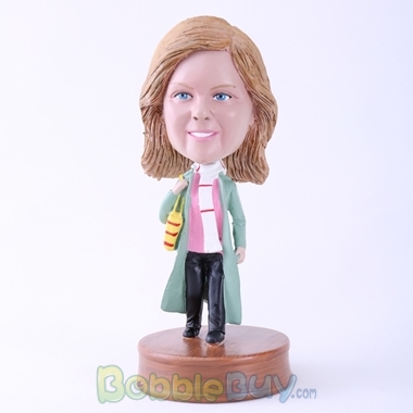 Picture of Woman in Long Coat Bobblehead