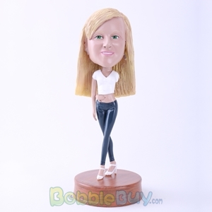 Picture of Woman Backhand Touch Navel Bobblehead