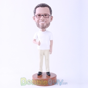 Picture of White T-shirt Casual Man Bobblehead