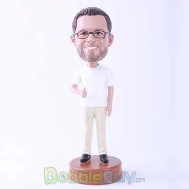 Picture of White T-shirt Casual Man Bobblehead