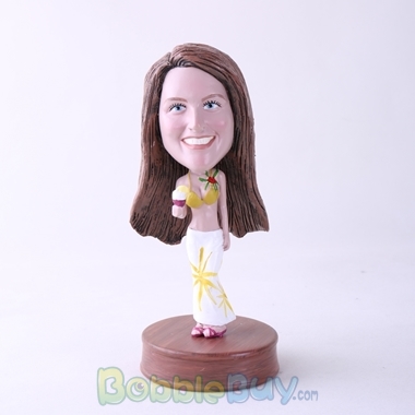Picture of Casual Woman Holding Ice Cream Bobblehead