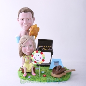 Picture of BBQ Theme Father & Daughter Bobblehead