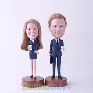 Picture of Office Couple Holding Coffee Bobblehead