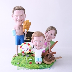 Picture of BBQ Theme Mother & Father & Son Bobblehead