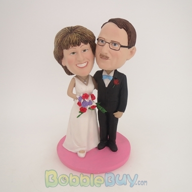 Picture of Black Suit & White Wedding Dress Arm Behind Each Other Couple Bobblehead