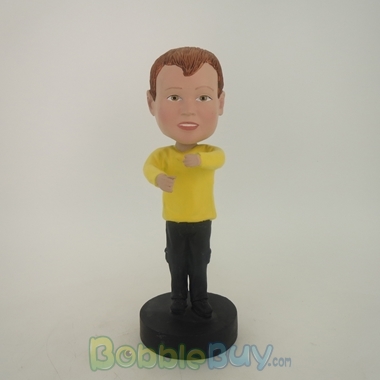 Picture of Boy In Yellow With Holding Gesture Bobblehead