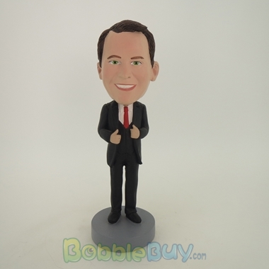 Picture of Business Man In Nice Suit And Red Tie Bobblehead