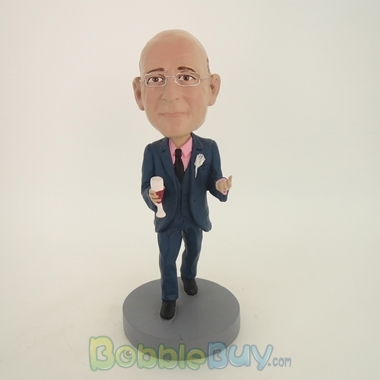 Picture of Business Man With Red Wine Bobblehead