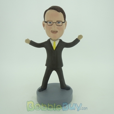 Picture of Business Man With Yellow Tie Standing Out Bobblehead
