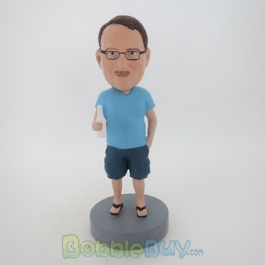 Picture of Casual Man Enjoying Soft Drink Bobblehead