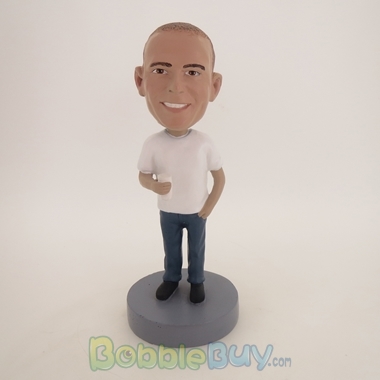 Picture of Casual Man Having Milk Bobblehead