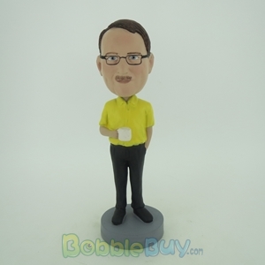 Picture of Casual Man Holding A Cup Bobblehead