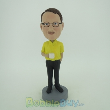 Picture of Casual Man Holding A Cup Bobblehead