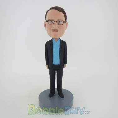 Picture of Casual Man In Black Jacket And Inner Blue TShirt Bobblehead