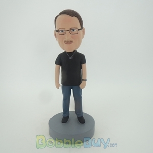 Picture of Casual Man In Black Wearing Glass Bobblehead