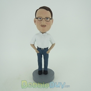 Picture of Casual Man In White And Blue Bobblehead