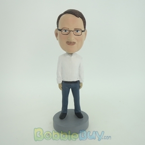 Picture of Casual Man In White And Blue With Glass Bobblehead