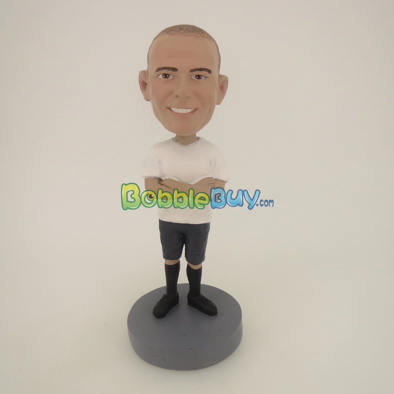 Casual Man In White With Hands On The Chest Bobblehead BobbleBuy