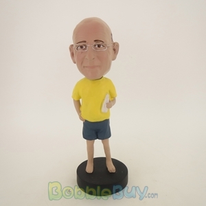 Picture of Casual Man In Yellow Having Drinks Bobblehead
