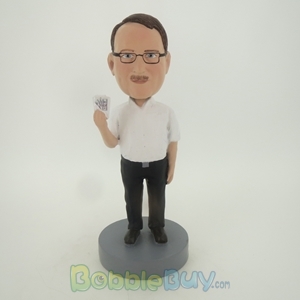 Picture of Casual Man Playing Cards Bobblehead