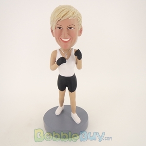Picture of Boxing Woman White Vest Bobblehead