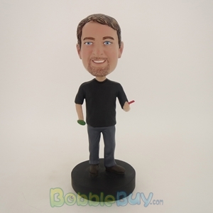 Picture of Casual Man With Geen And Red In Hands Bobblehead