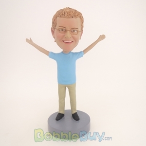 Picture of Casual Man With Hands Up Bobblehead