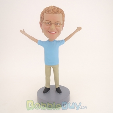 Picture of Casual Man With Hands Up Bobblehead