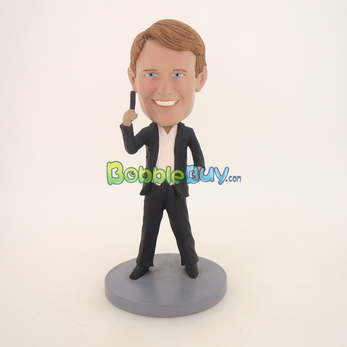 Happy Man Holding Up Something Cool Bobblehead BobbleBuy Custom