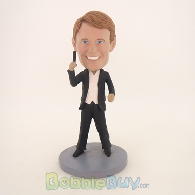 Picture of Happy Man Holding Up Something Cool Bobblehead