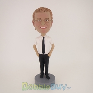 Picture of Man In Black And White With Tie Bobblehead