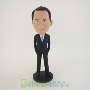 Picture of Man In Black Suit And Blue Tie Bobblehead