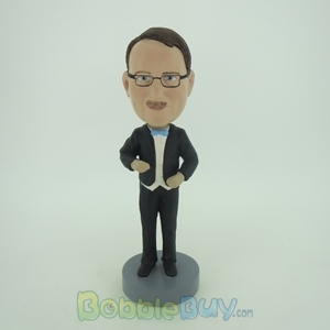 Picture of Man In Black Suit With Blue Bow Bobblehead