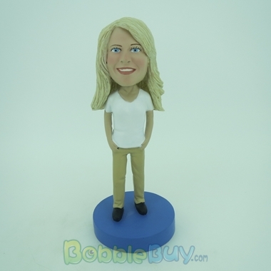 Picture of White Short Sleeve Woman Bobblehead