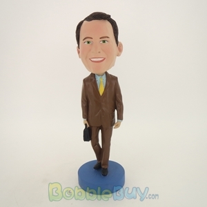 Picture of Man In Brown Suit With Suitcase Bobblehead