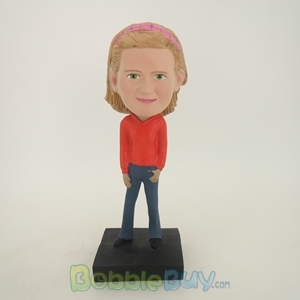 Picture of Lovely Girl In Orange Dress Bobblehead