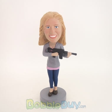 Picture of Woman with Machine Gun Bobblehead