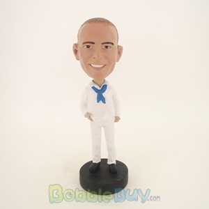 Picture of Man In Pure White And Blue Tie Bobblehead