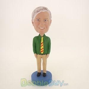Picture of Old Casual Man In Green With Tie Bobblehead