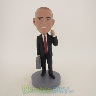 Picture of Business Man With Phone And Suitcase Bobblehead