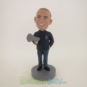 Picture of Man Holding Horn Bobblehead
