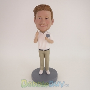 Picture of White Shirt Man With Microphone Bobblehead